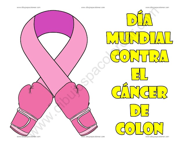 Día Mundial Contra el Cáncer de Colon dibujo a color y para colorear